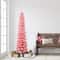 6ft. Pre-Lit Flocked Pink Artificial Alpine Pencil Christmas Tree, Clear Lights